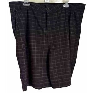 MENS KANU SURF SHORTS MESH POCKETS DARK BROWN WITH WHITE STRIPES